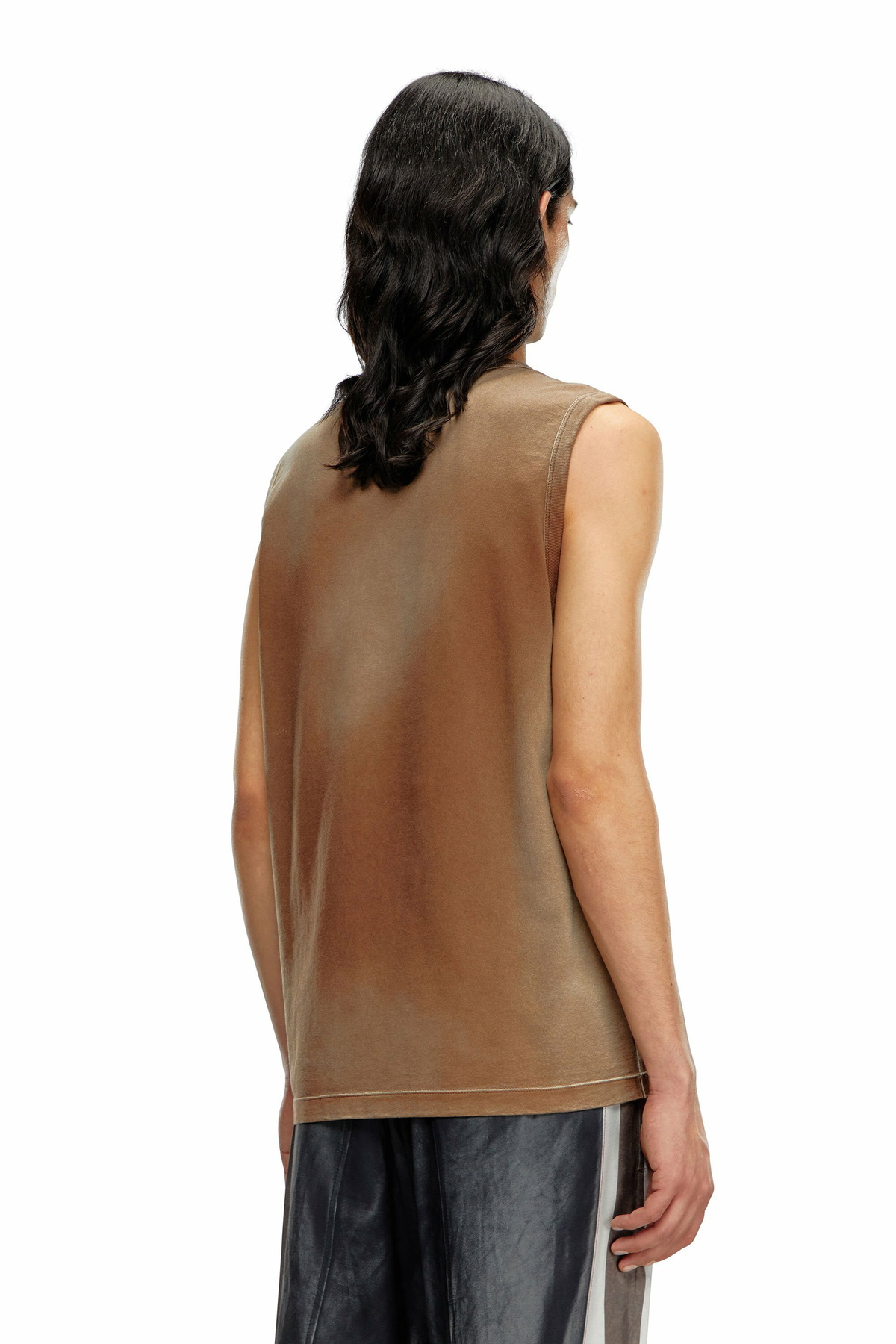 Diesel Faded tank top with puffy Oval D - T-Shirts Mens in Brown