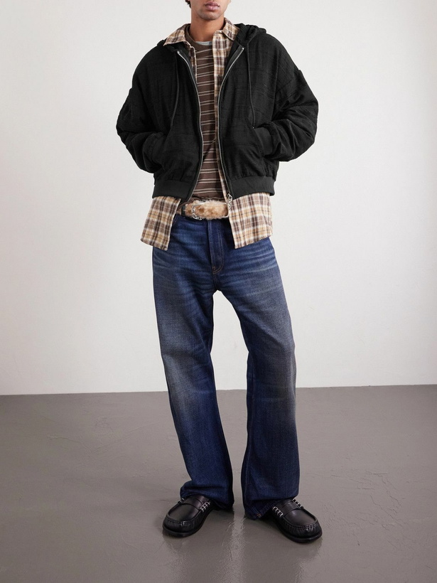 Photo: 424 - HOORSENBUHS Cropped Embroidered Cotton Zip-Up Hoodie - Black