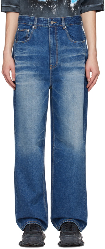 Photo: We11done Blue Wide-Leg Jeans