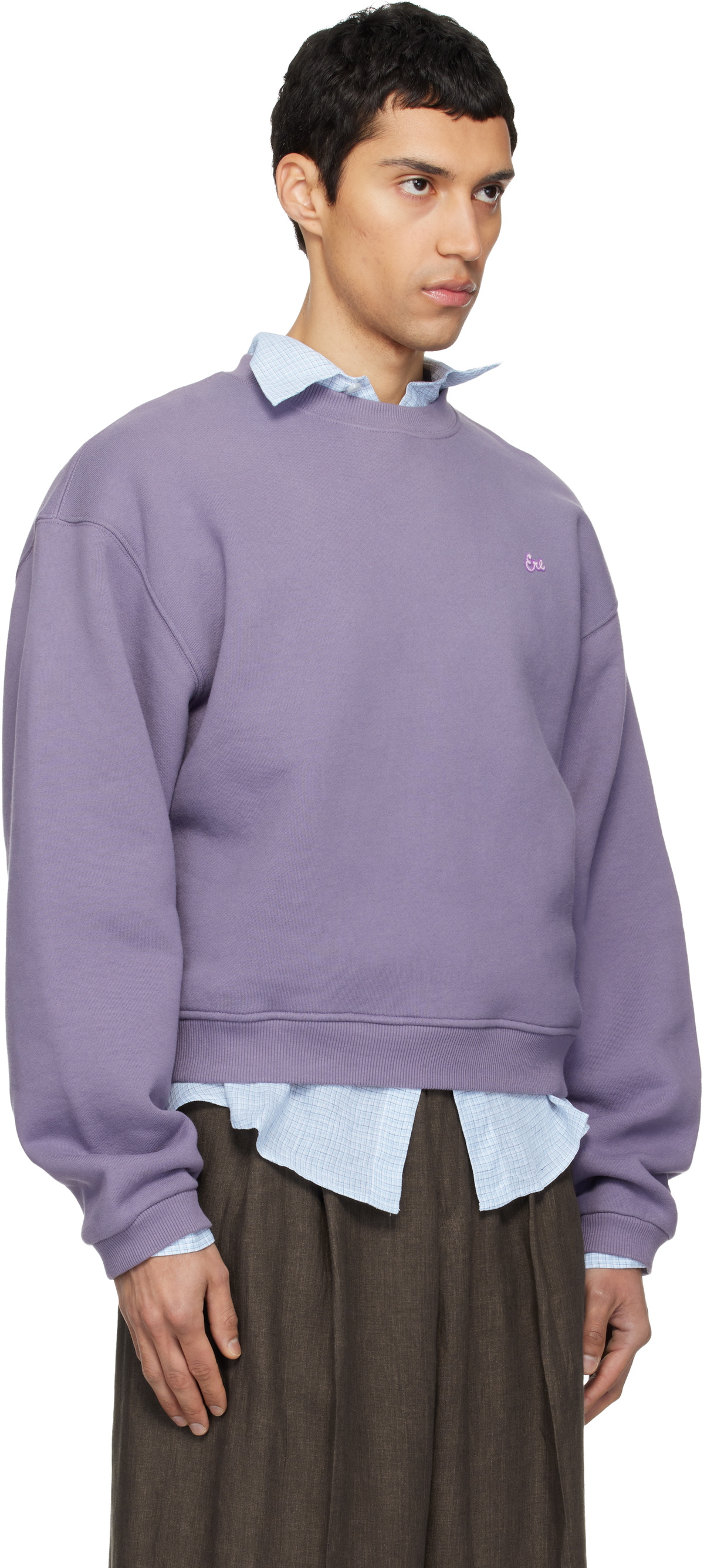 ERL Purple Script Crewneck Sweater