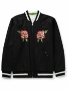 KENZO - Reversible Embroidered Wool-Twill and Satin Bomber Jacket - Black
