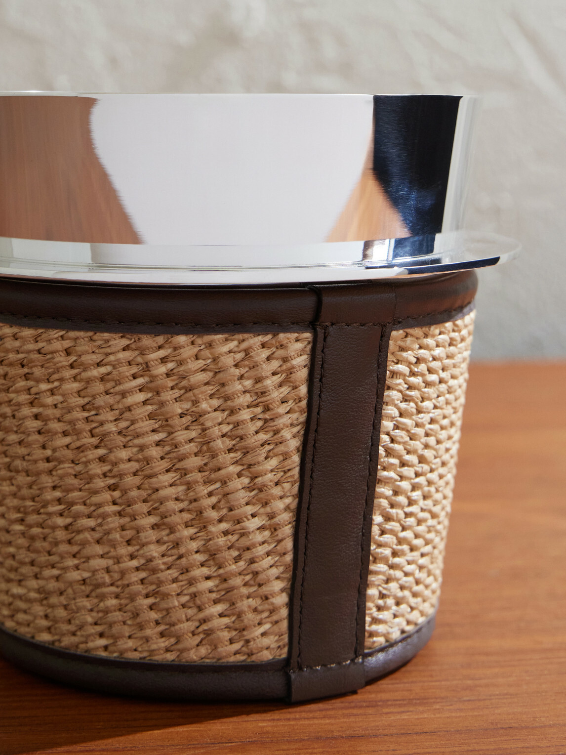 Brunello Cucinelli - Steel, Raffia and Leather Ice Bucket