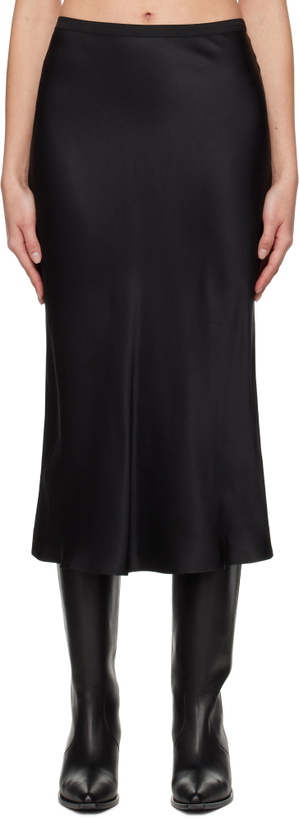 Photo: ANINE BING Black Bar Silk Midi Skirt