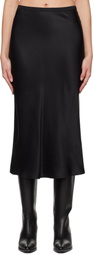 ANINE BING Black Bar Silk Midi Skirt