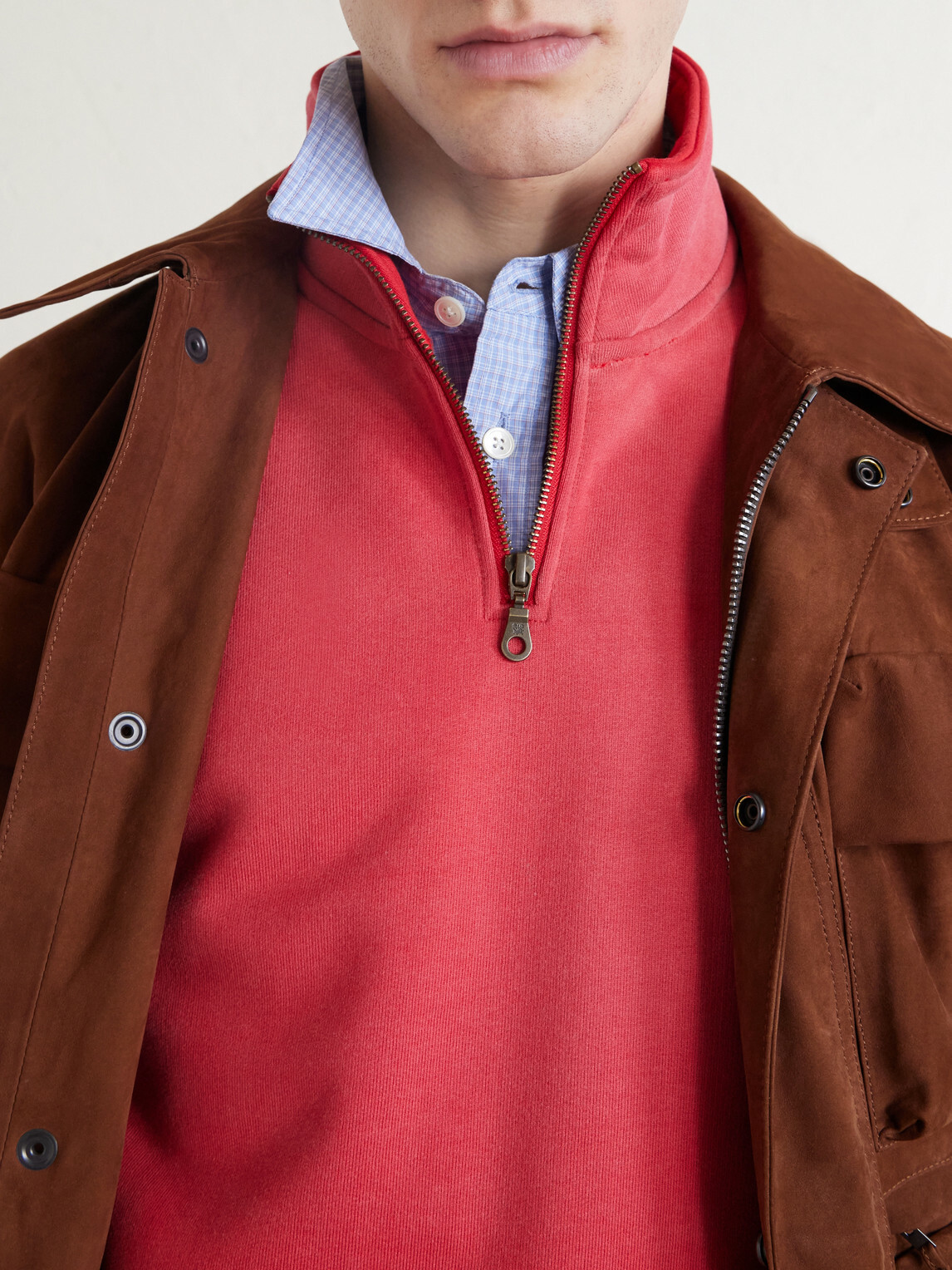 Aimé Leon Dore - Logo-Embroidered Cotton-Jersey Half-Zip Sweatshirt - Red