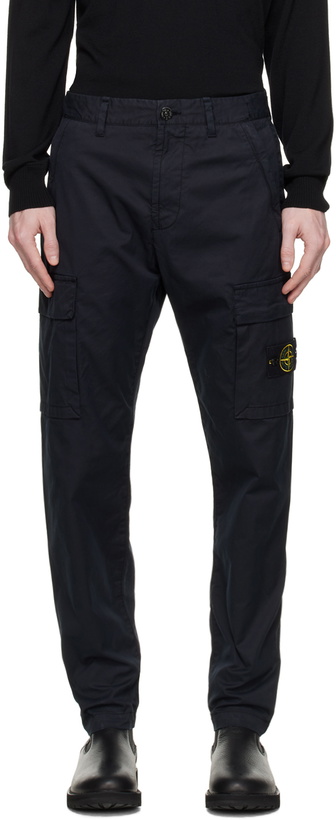 Photo: Stone Island Navy Embroidered Cargo Pants