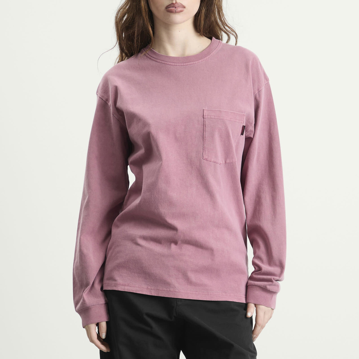 Gramicci Women's Long Sleeve Pigment Dyed T-Shirt in Red Pigment