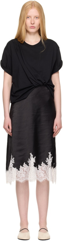 Photo: 3.1 Phillip Lim Black Draped T-Shirt Slip Combo Midi Dress