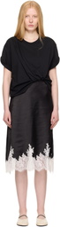 3.1 Phillip Lim Black Draped T-Shirt Slip Combo Midi Dress