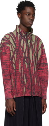 Homme Plissé Issey Miyake Red Grass Field Track Jacket