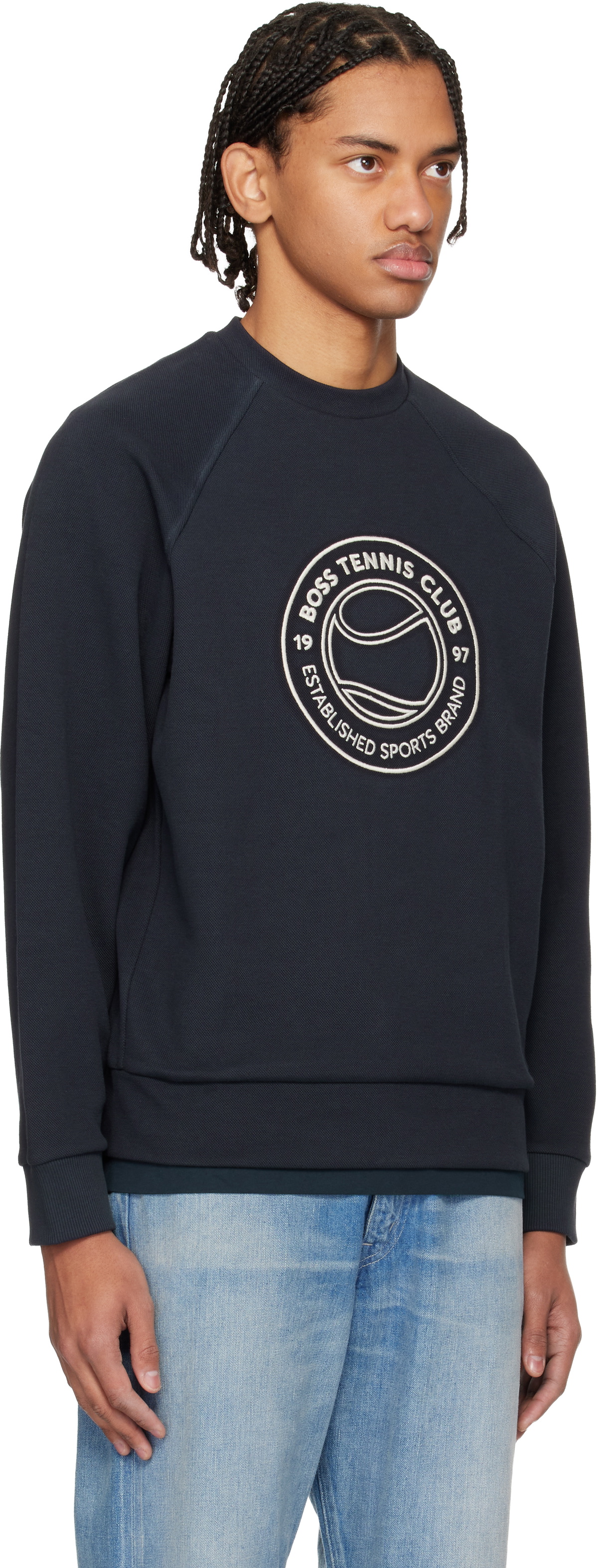 BOSS Navy Embroidered Sweatshirt