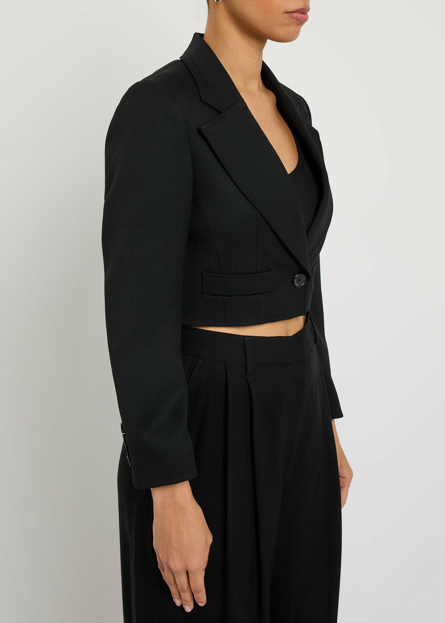 Nili Lotan Belino Cropped Wool Jacket Black