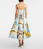 Oscar de la Renta Printed cotton-blend poplin midi dress