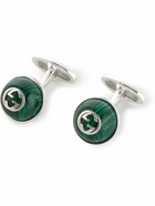 GUCCI - Marmont Silver Malachite Cufflinks