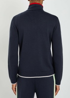Casablanca Logo-embroidered Fine-knit Wool Track Jacket Navy