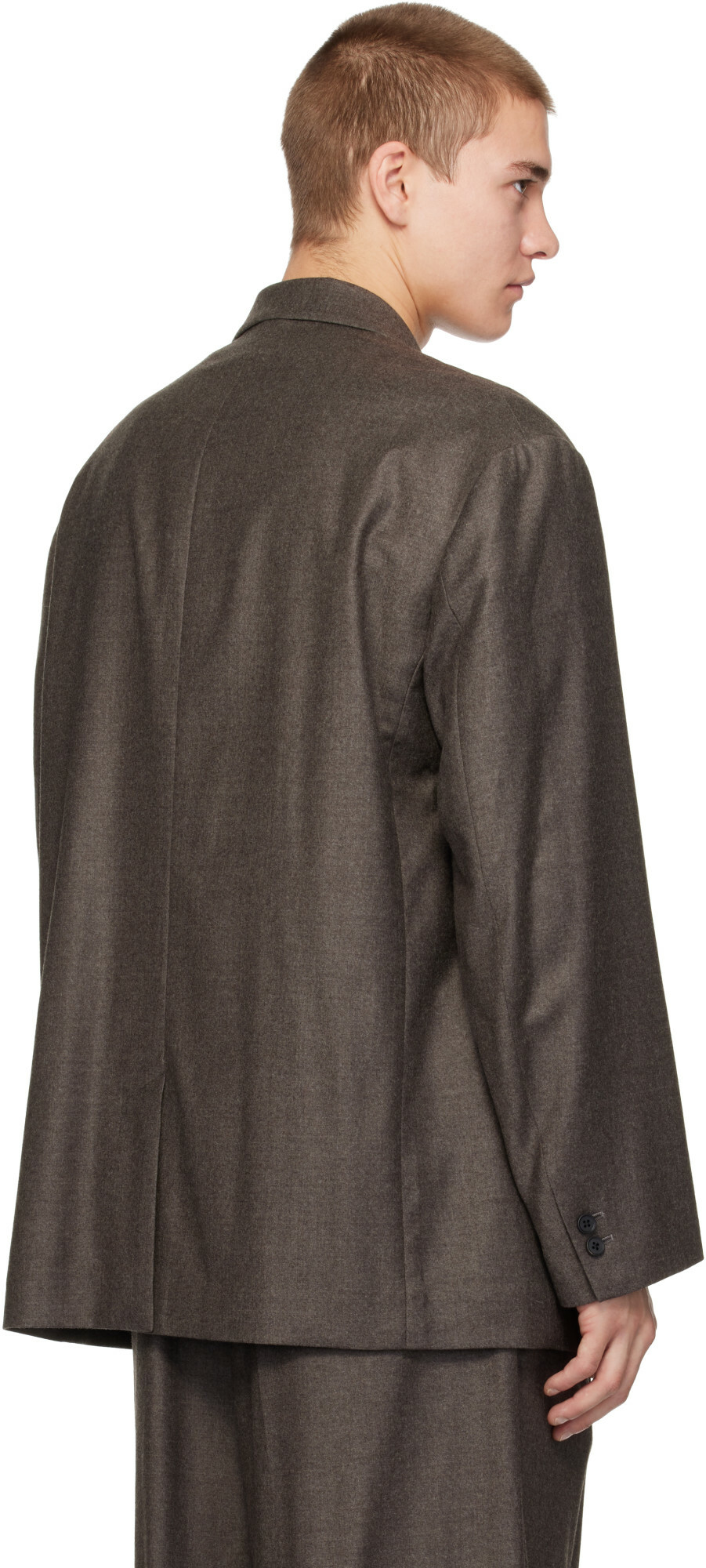 ssstein Brown Extra Fine Wool Double-Breasted Blazer