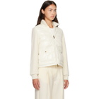 Moncler Off-White Zip Up Cotton Fleece Down Cardigan