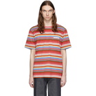 Missoni Red and Multicolor Striped Logo T-Shirt