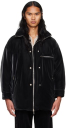System Black Velvetlike Puffer Down Jacket