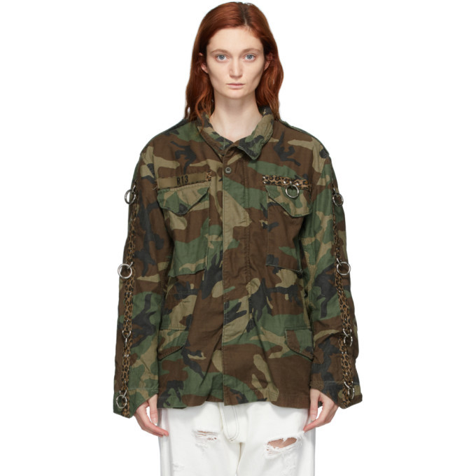 R13 Khaki Refurbished Camo Ring Field Jacket R13