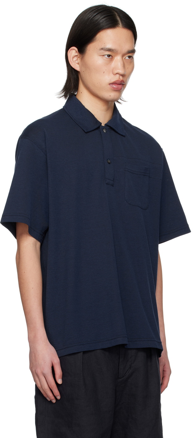 Engineered Garments Navy Two-Button Polo