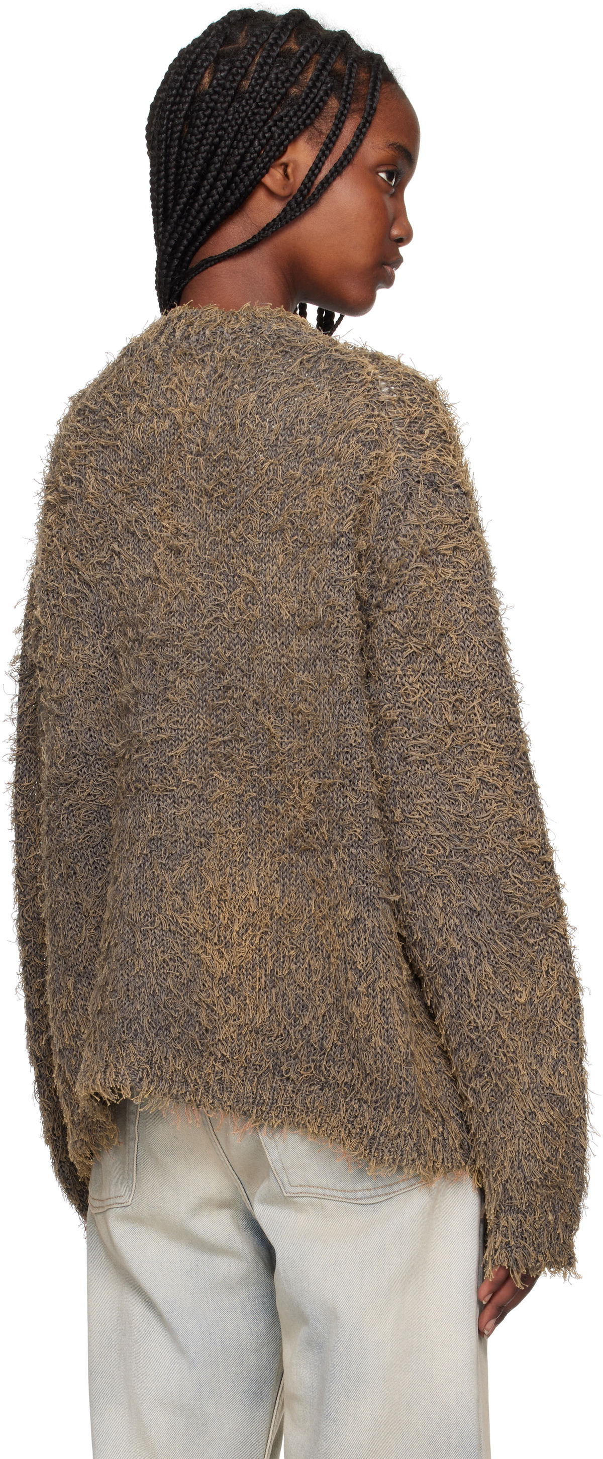doublet Gray Tweed Knit Cardigan