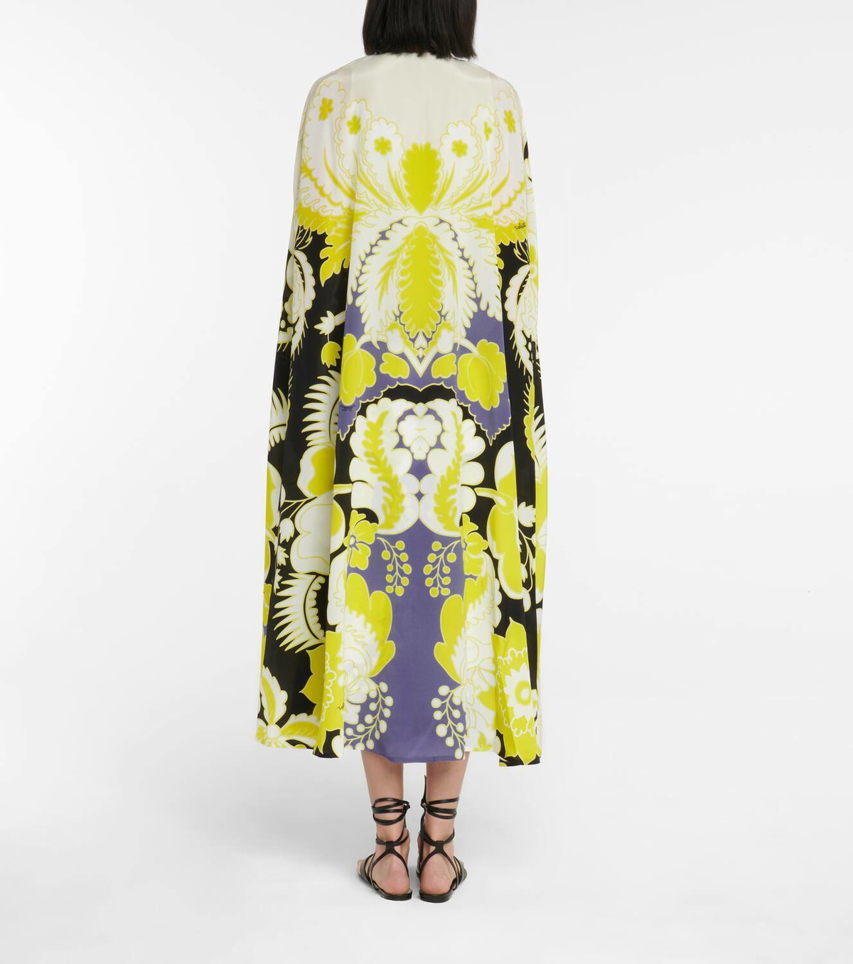 Valentino Valentino caped floral silk midi dress