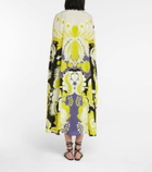 Valentino Valentino caped floral silk midi dress