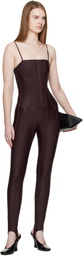 Mugler Burgundy Boned Stretch Catsuit