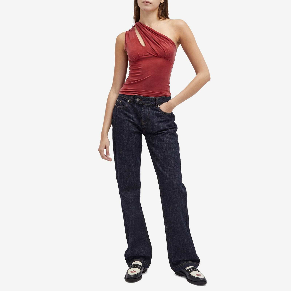 新品　Peachy den オフショル　タンクトップ　The Kylie Top Peachy Den Kylie Top in Tomato | REVOLVE