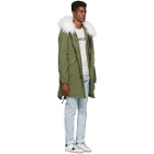 Mr and Mrs Italy Green and White Fur Long Quilt Parka