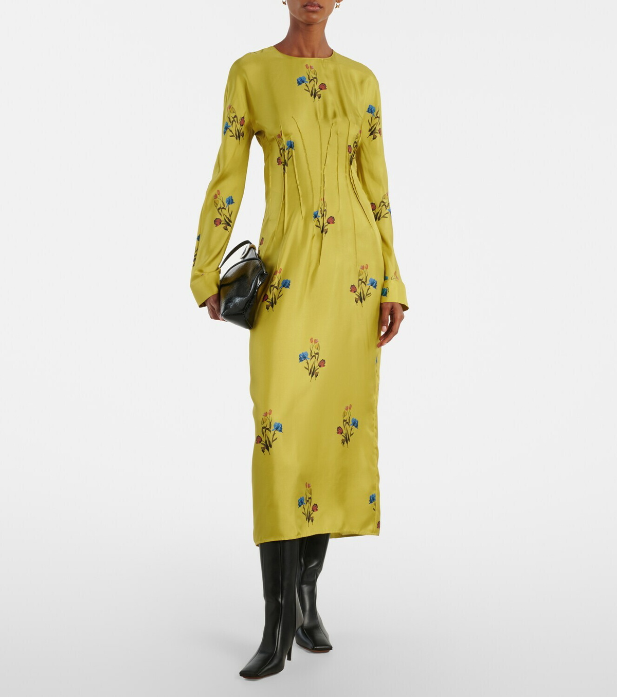 Marni Floral silk midi dress