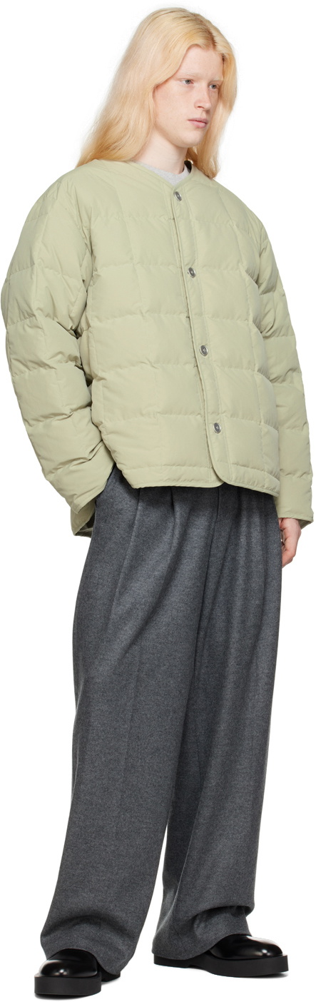 Collarless down sales jacket