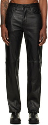 ALEXANDER DIGENOVA Black Leather Straight Trousers
