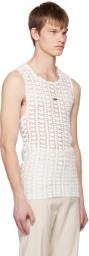 young n sang White Fringe Tank Top