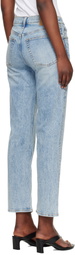 rag & bone Blue Harlow Ankle Straight Jeans