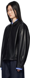 LE17SEPTEMBRE Black Spread Collar Faux-Leather Jacket
