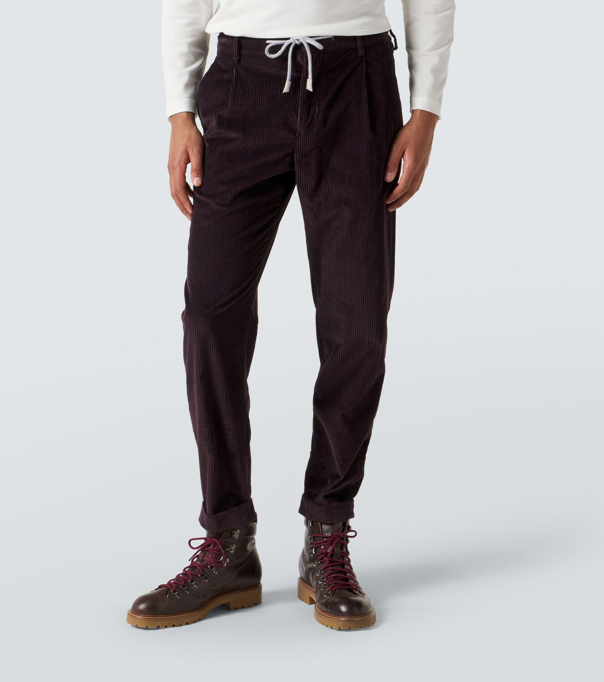 Eleventy Cotton and cashmere corduroy slim pants