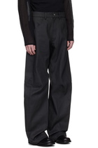 Omar Afridi Black Knee Darted Flare Coated Jeans
