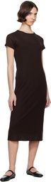 LESET Brown Rozzi Double Layer Tee Midi Dress