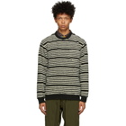 BEAMS PLUS Black and Off-White Fleece Striped Sweater