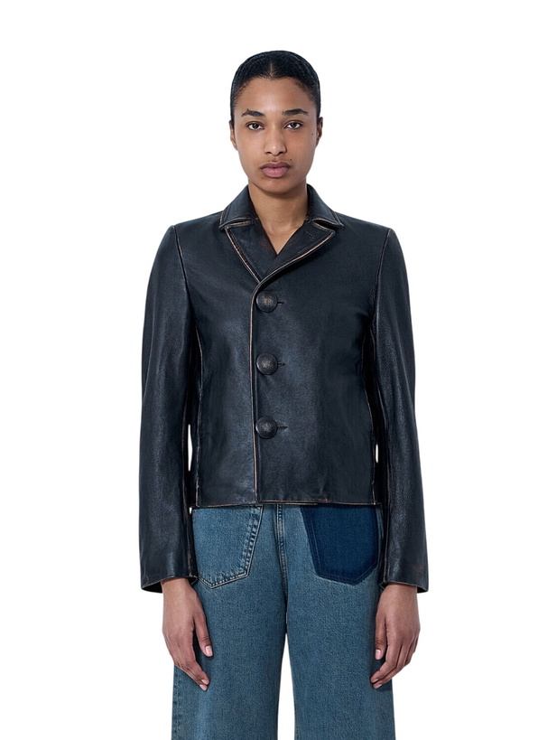 Photo: MM6 Maison Margiela Leather Button-Front Jacket