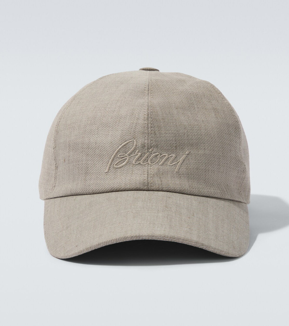 Brioni Logo linen and wool baseball cap