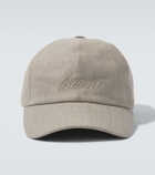 Brioni Logo linen and wool baseball cap