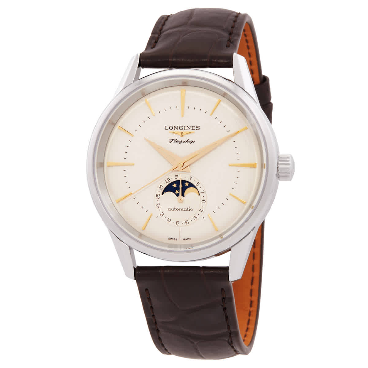 Longines Flagship Heritage Automatic Moon Phase Silver Dial Mens Watch L4.815.4.78.2