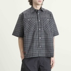 ROA Men's Aair Floweave Printed Check Short Sleeve Shirt in Grey