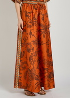 Alemais Monkey Dance Printed Wide-leg Silk Trousers Rust