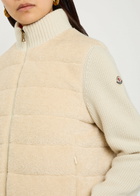 Moncler Quilted Wool and Teddy Cardigan Cream