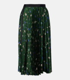 Sacai Floral plissé satin midi skirt