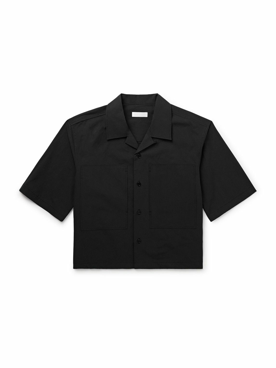 Amomento - Cropped Convertible-Collar Poplin Shirt - Black
